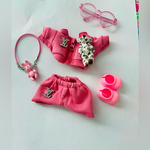Designer labubu  inspired outfit Pink Doll Outfit with Accessories - Picture 1 of 2